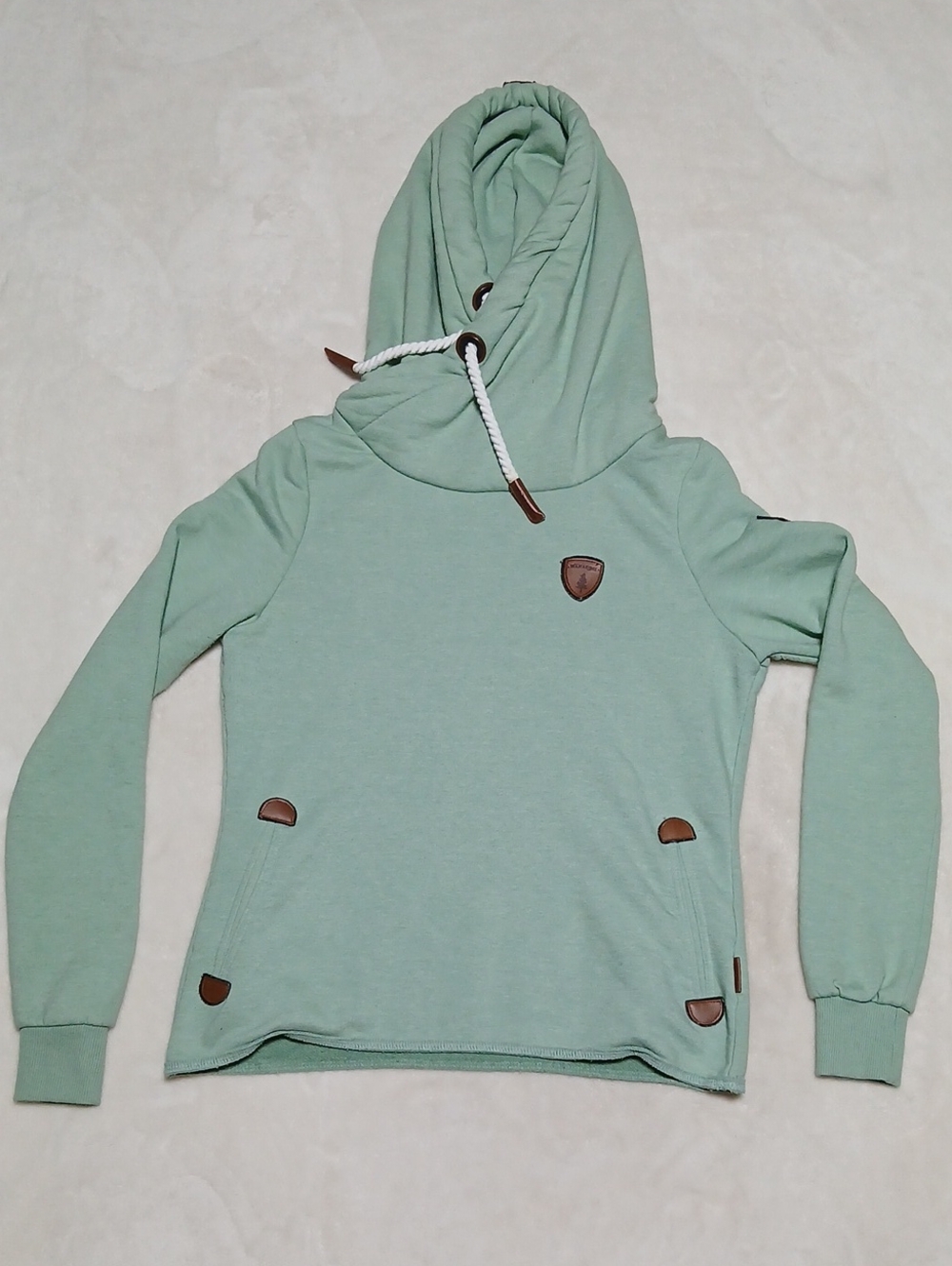 Wanakome Light Sage Hooded Cowl Pullover Hoodie Size L